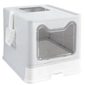 Large Space Foldable Cat Litter Box with Front Entry & Top Exit with Tray