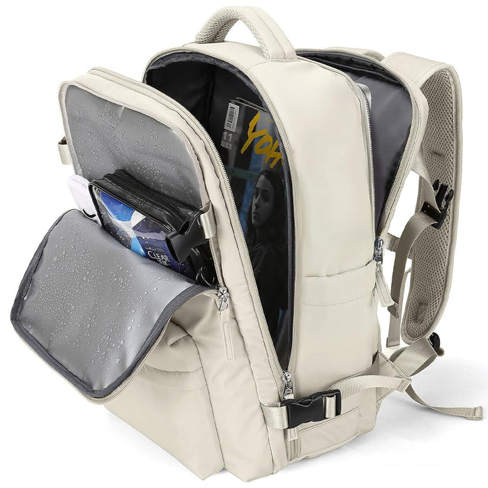 Large Waterproof Travel Backpack with USB Charging Port and Shoe Compartment