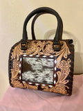 Leather Speedy Purse with Cowhide and Tooled Details