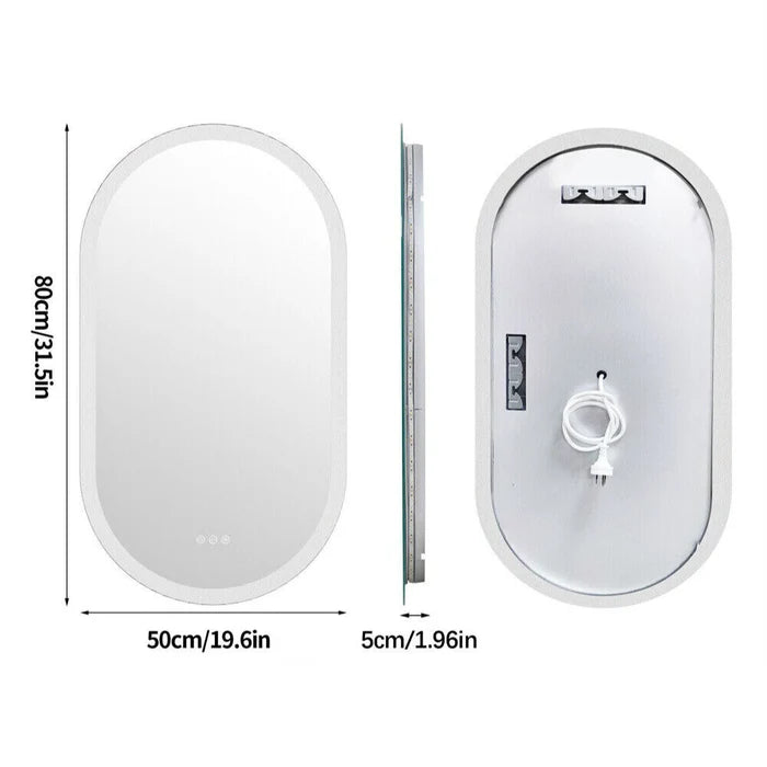 LED Backlit Bathroom Mirror - Touch Sensor, 3 Color Dimmable, Defog Function