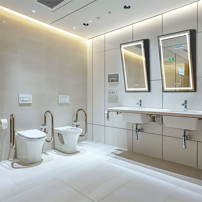LED Wheelchair Accessible Bathroom Tilt Mirror