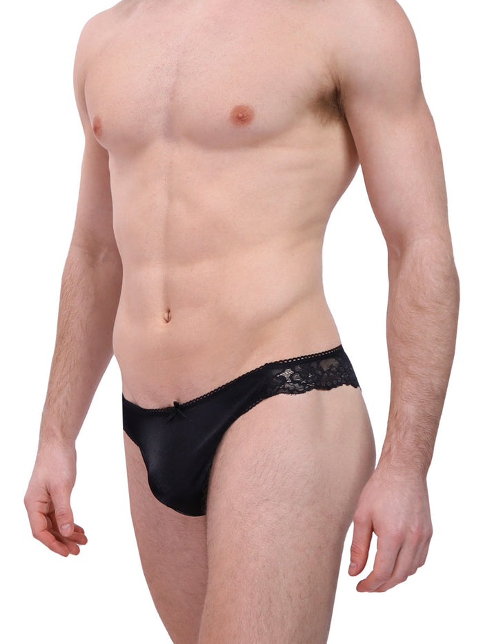 men's black satin and lace panty - XDress