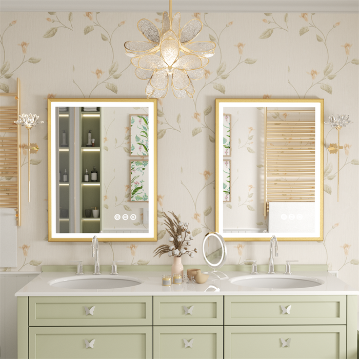 Luxurious LED Bathroom Mirror with Gold Frame