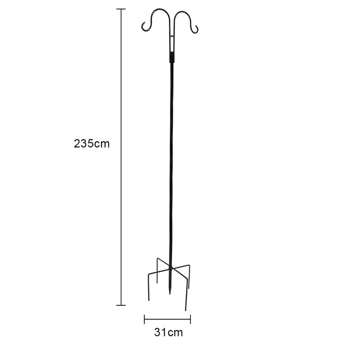 LUMIRO 2 Pack Double Shepherds Metal Hooks Garden Pole for Outdoor