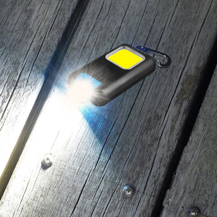 Mini LED Flashlight Keychain COB Work Light- USB Rechargeable