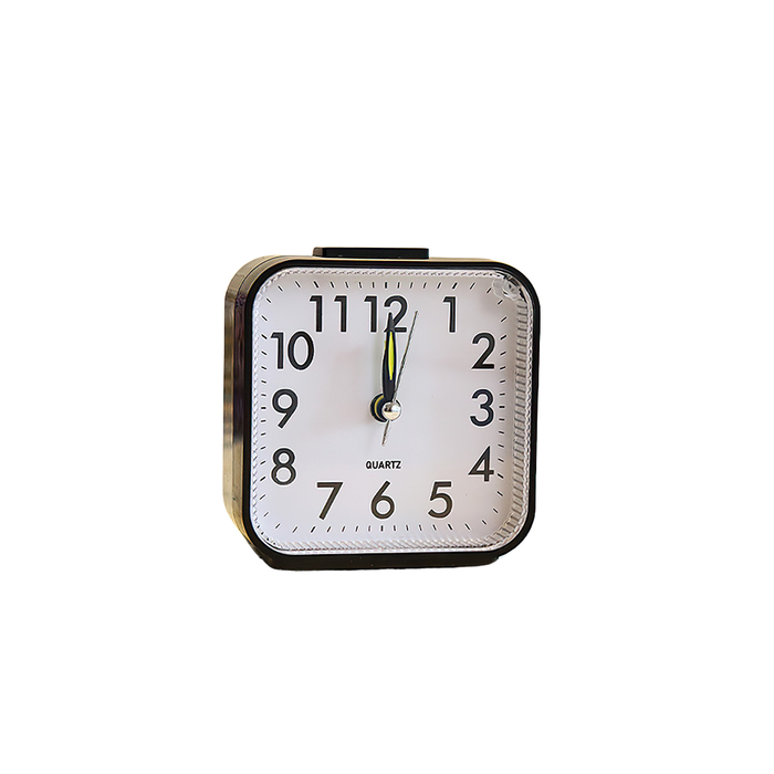 Mini Square Silent Alarm Clocks Non-ticking Analog Quartz Clock with LED - Battery Power