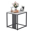 Minimalism Marble Stone Side Table White Top Black Frame