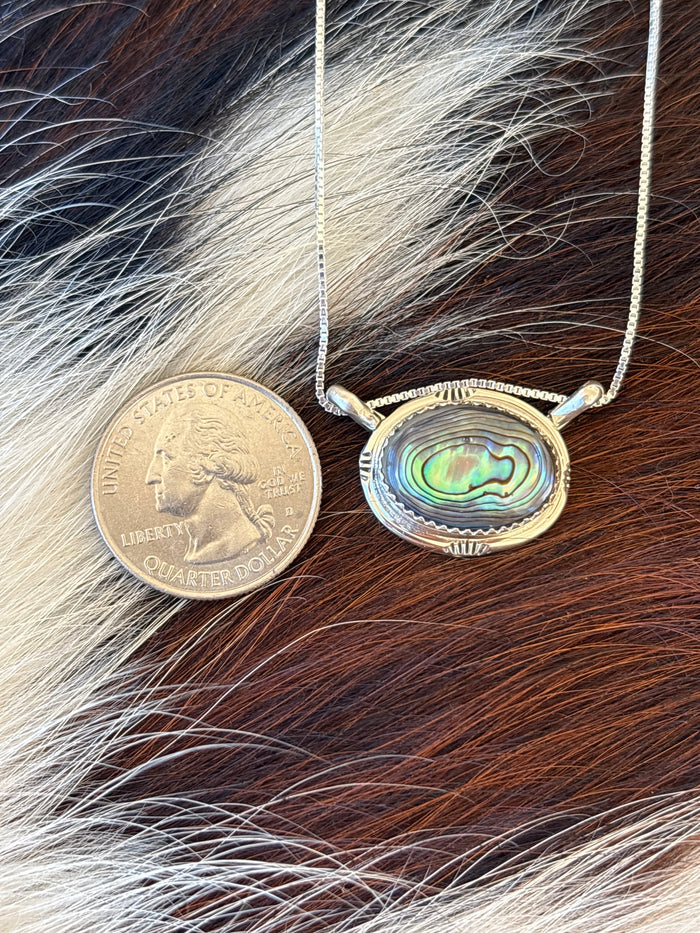 Native American, Hand-Made, Abalone & Sterling Silver Necklace