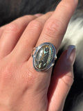 Native American, Hand-Made, Blackjack Turquoise & Sterling Silver Ring