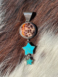 Native American, Hand-Made, Cowrie, Turquoise & Sterling Silver Necklace