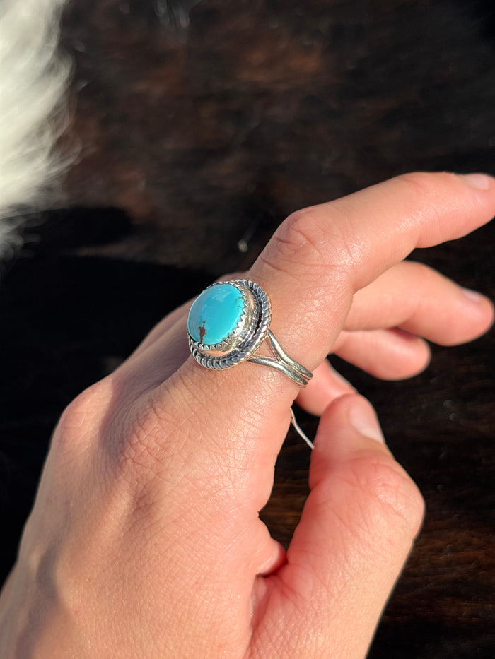 Native American, Hand-Made, Egyptian Turquoise & Sterling Silver Ring