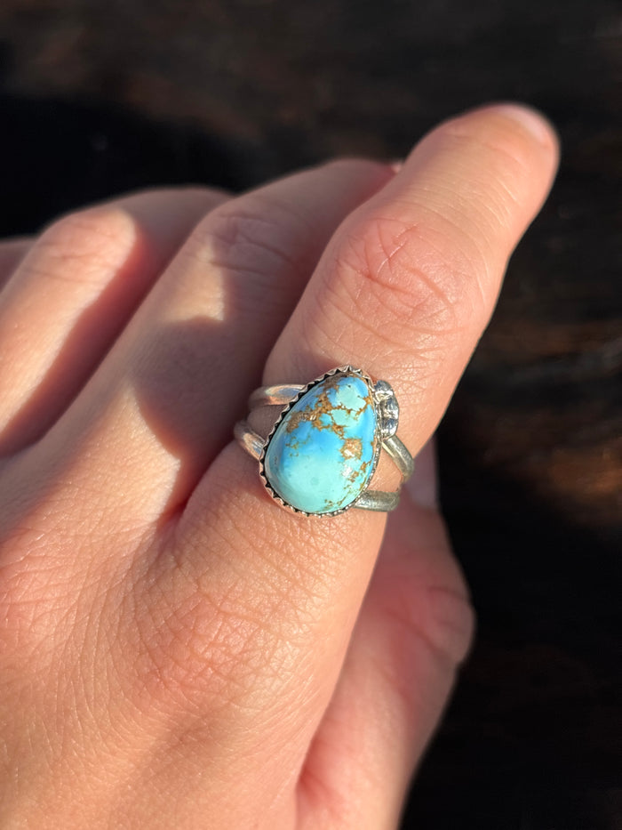 Native American, Hand-Made, Golden Hills Turquoise & Sterling Silver Ring