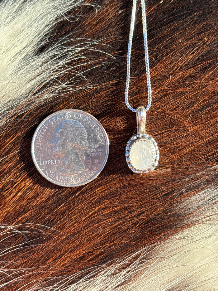 Native American, Hand-Made, Moonstone & Sterling Silver Necklace