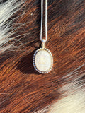 Native American, Hand-Made, Moonstone & Sterling Silver Necklace