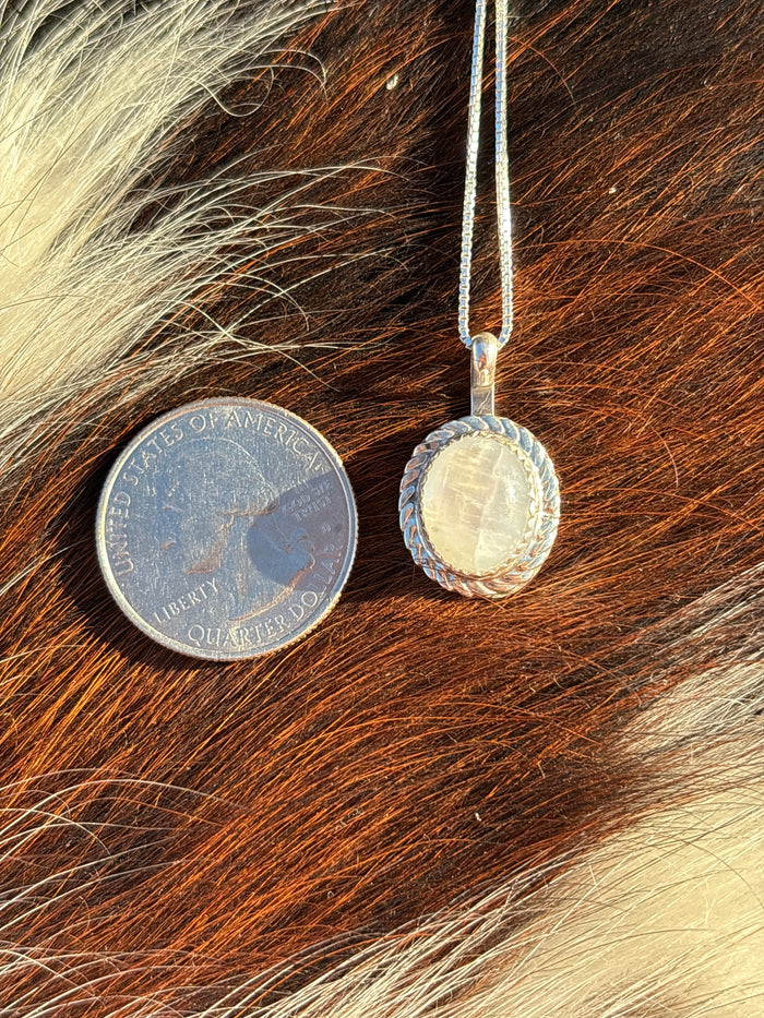 Native American, Hand-Made, Moonstone & Sterling Silver Necklace