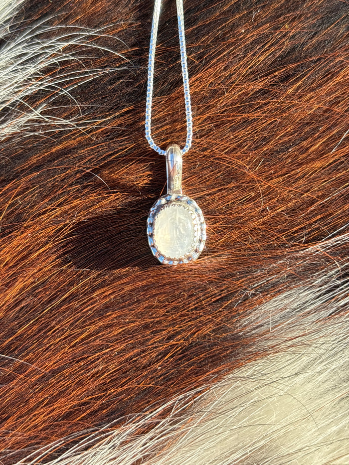 Native American, Hand-Made, Moonstone & Sterling Silver Necklace