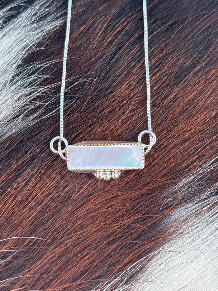 Native American, Hand-Made, MOP & Sterling Silver Necklace