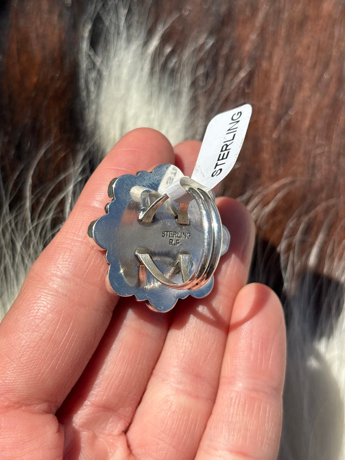 Native American, Hand-Made, Pink Conch & Sterling Silver Ring