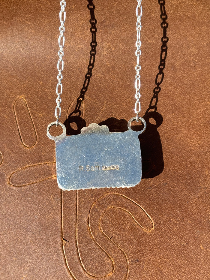 Native American, Hand-Made, Pink Opal & Sterling Silver Necklace