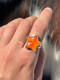 Native American, Hand-Made, Spiny Oyster & Sterling Silver Ring