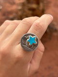Native American, Hand-Made, Turquoise, Buffalo Nickel & Sterling Silver Ring