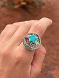 Native American, Hand-Made, Turquoise, Buffalo Nickel & Sterling Silver Ring