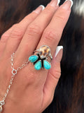 Native American, Hand-Made, Turquoise, Cowrie & Sterling Silver  Ring