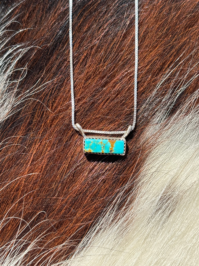 Native American, Hand-Made, Turquoise & Sterling Silver Bar Necklace