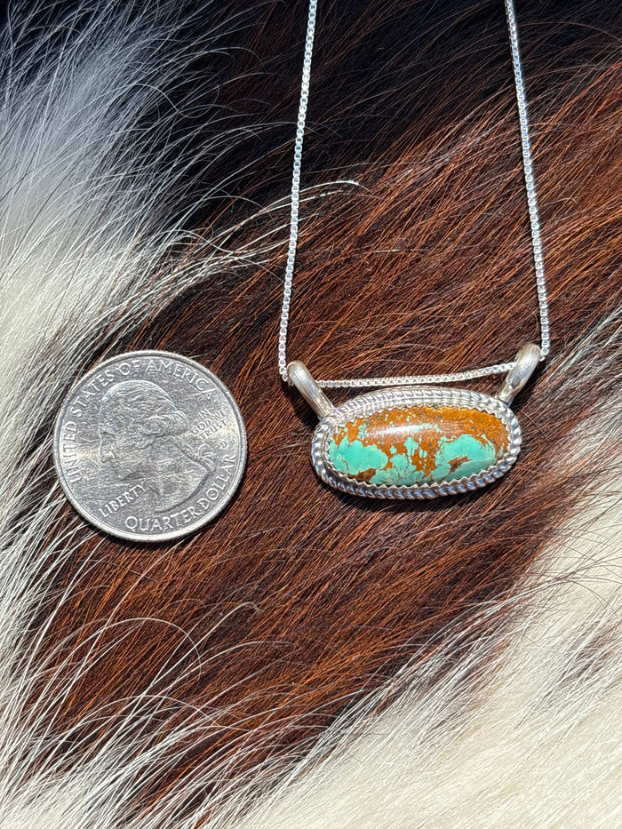 Native American, Hand-Made, Turquoise & Sterling Silver Bar Necklace