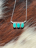 Native American, Hand-Made, Turquoise & Sterling Silver Bar Necklace