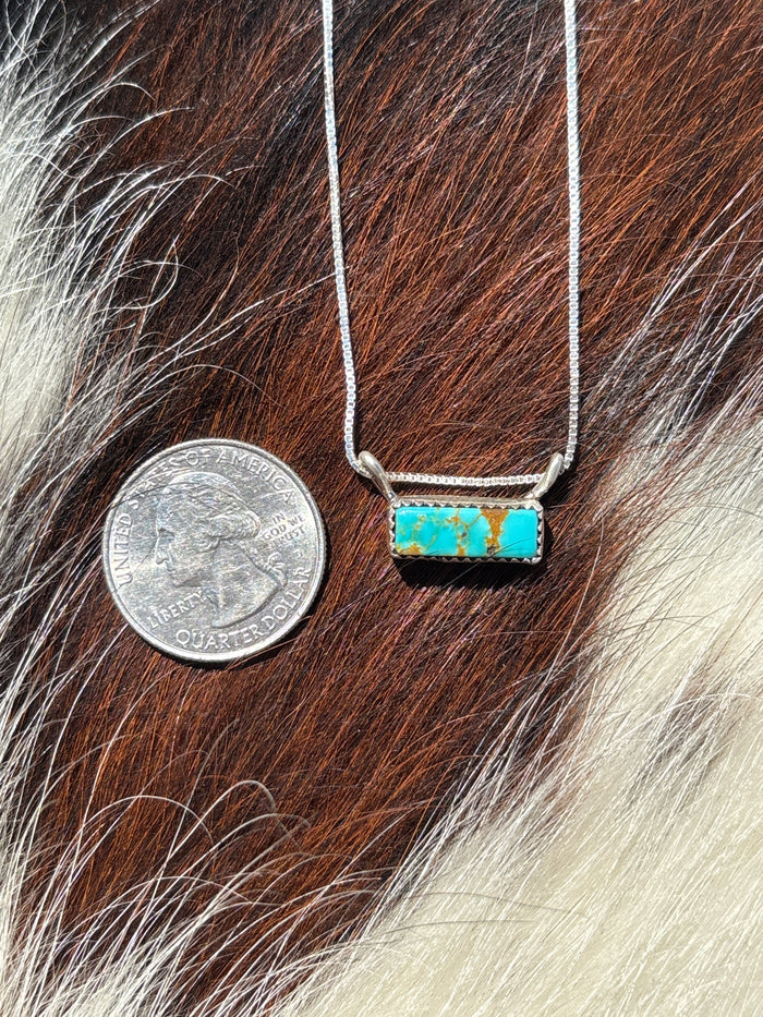 Native American, Hand-Made, Turquoise & Sterling Silver Bar Necklace