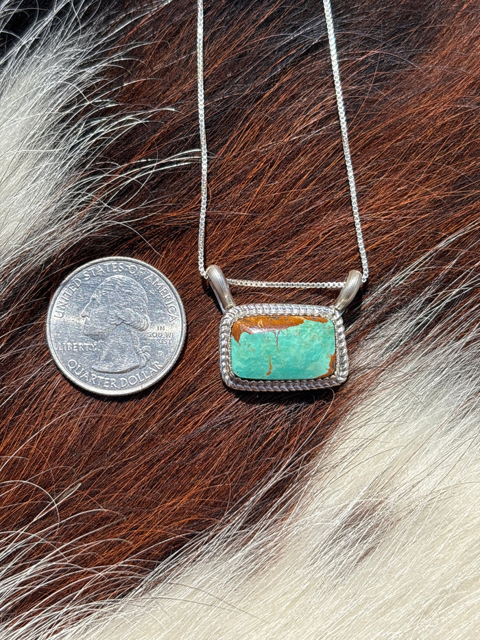 Native American, Hand-Made, Turquoise & Sterling Silver Bar Necklace