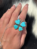 Native American, Hand-Made, Turquoise & Sterling Silver Butterfly Ring