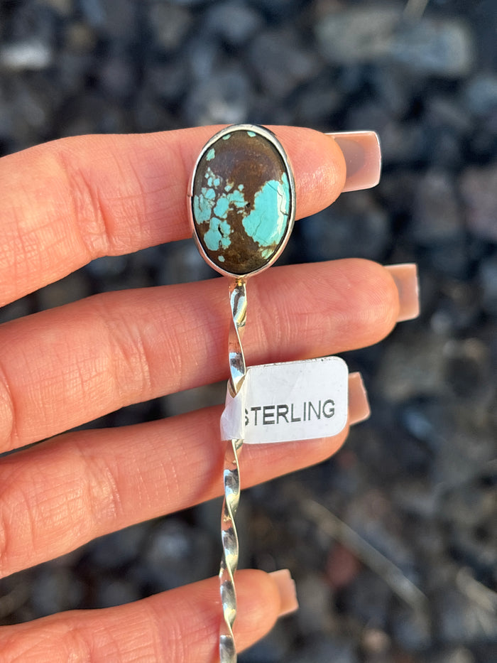 Native American, Hand-Made, Turquoise & Sterling Silver Hat Pin