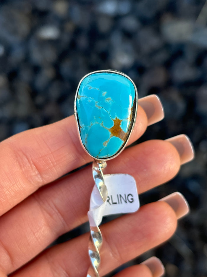 Native American, Hand-Made, Turquoise & Sterling Silver Hat Pin