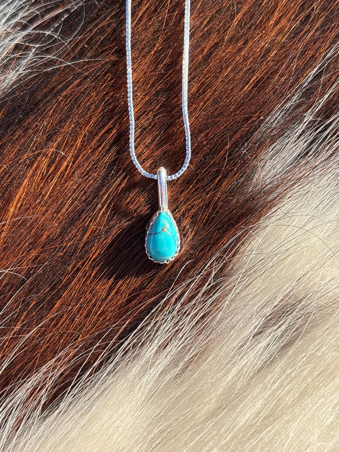 Native American, Hand-Made, Turquoise & Sterling Silver Necklace #10