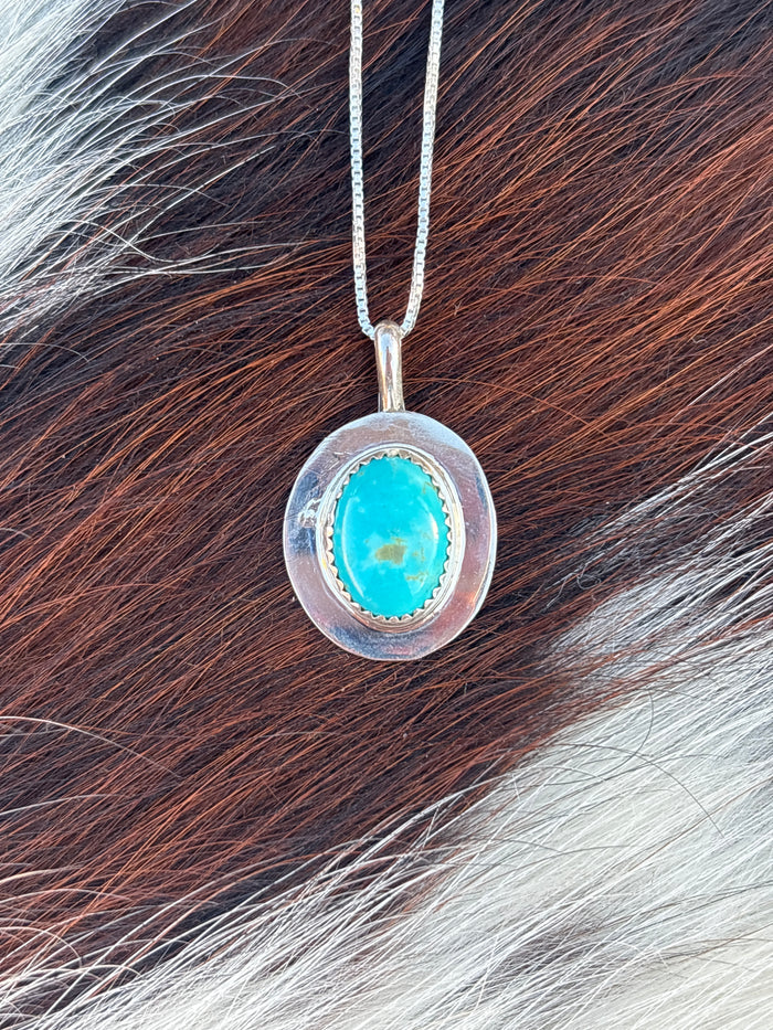 Native American, Hand-Made, Turquoise & Sterling Silver Necklace
