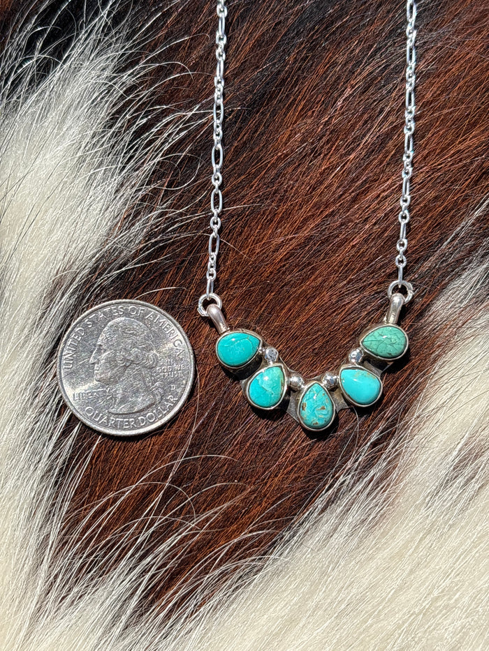 Native American, Hand-Made, Turquoise & Sterling Silver Necklace