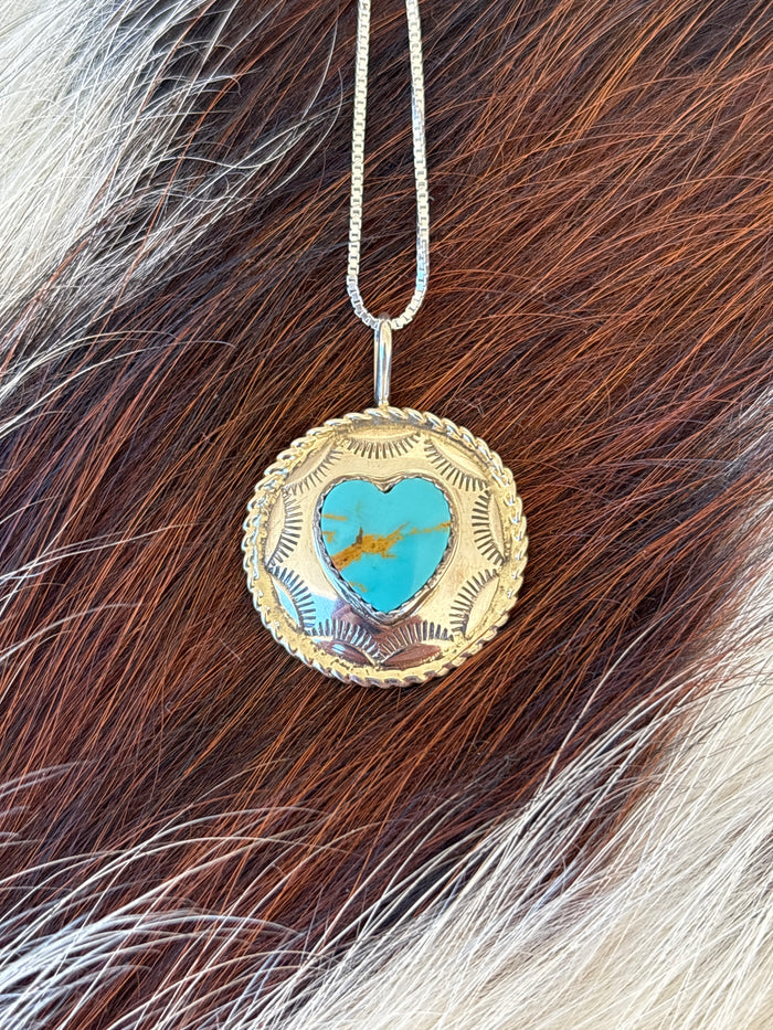 Native American, Hand-Made, Turquoise & Sterling Silver Necklace