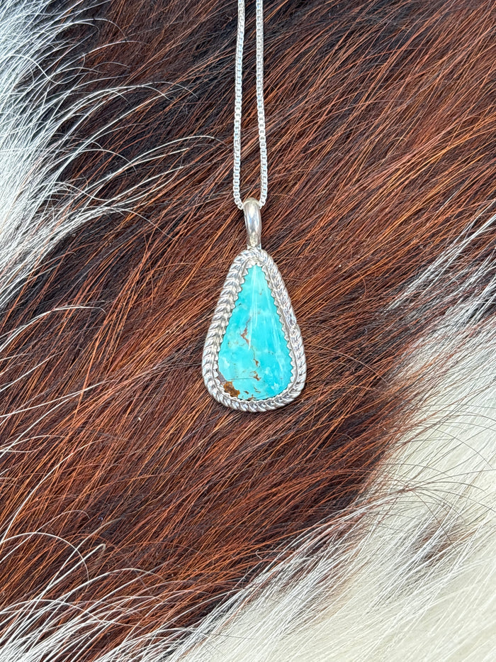 Native American, Hand-Made, Turquoise & Sterling Silver Necklace