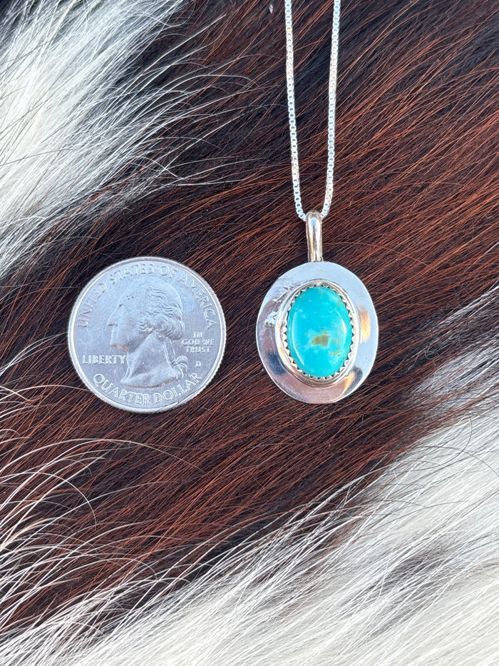 Native American, Hand-Made, Turquoise & Sterling Silver Necklace