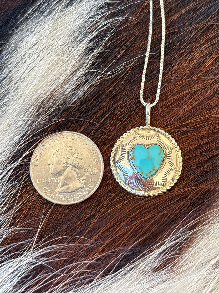Native American, Hand-Made, Turquoise & Sterling Silver Necklace