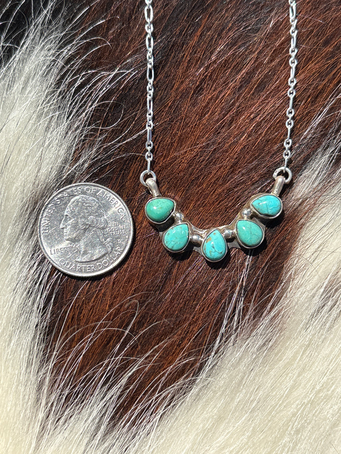 Native American, Hand-Made, Turquoise & Sterling Silver Necklace