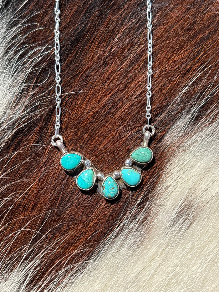 Native American, Hand-Made, Turquoise & Sterling Silver Necklace