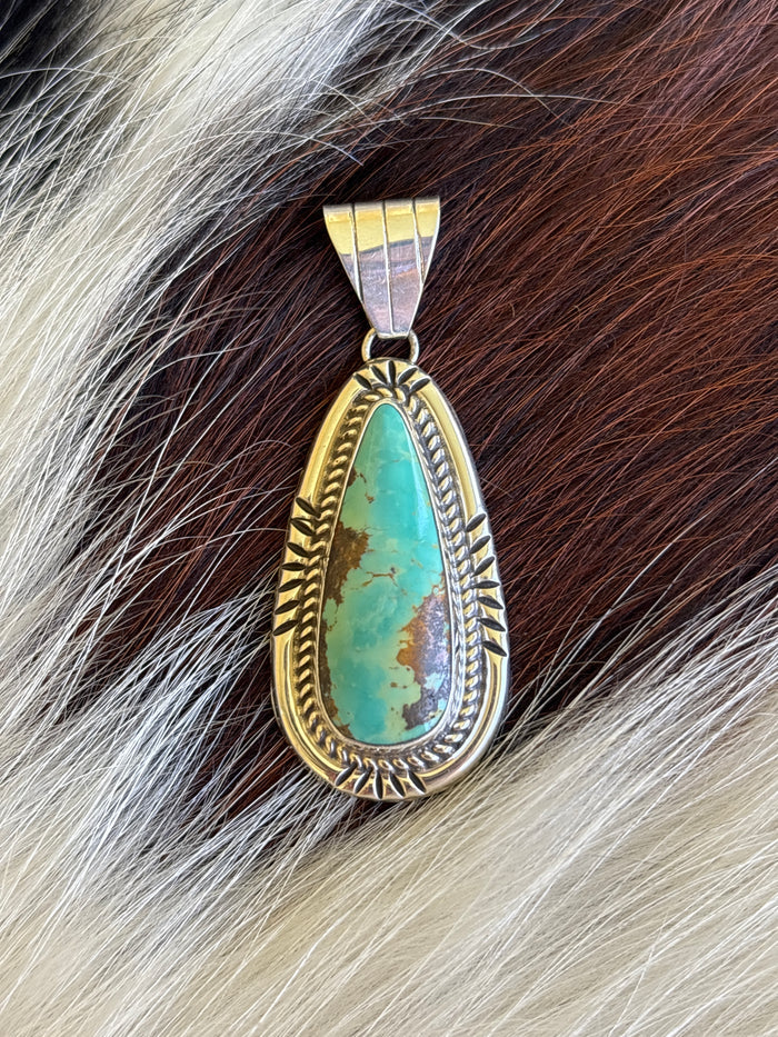 Native American, Hand-Made, Turquoise & Sterling Silver Pendant