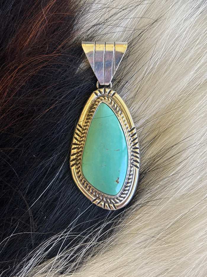 Native American, Hand-Made, Turquoise & Sterling Silver Pendant