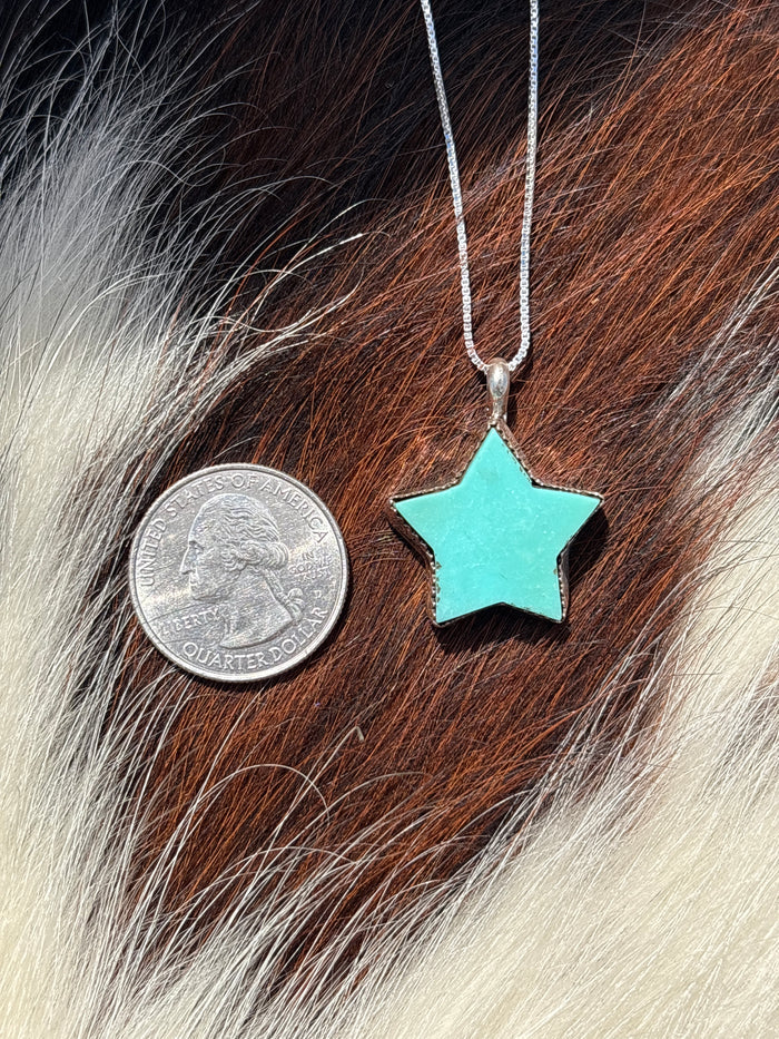 Native American, Hand-Made, Turquoise & Sterling Silver Star Necklace