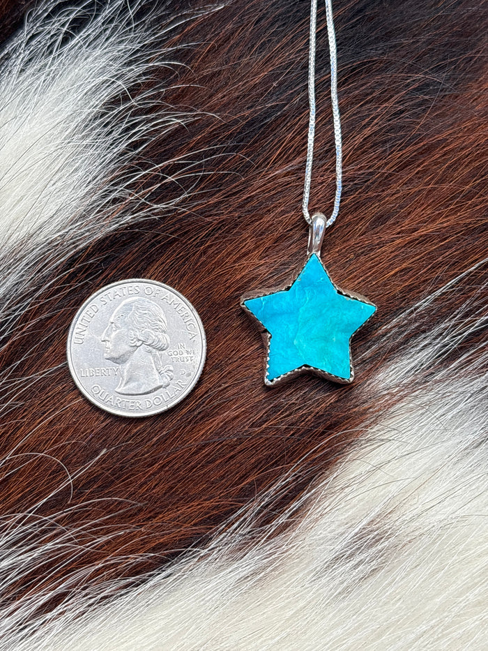 Native American, Hand-Made, Turquoise & Sterling Silver Star Necklace