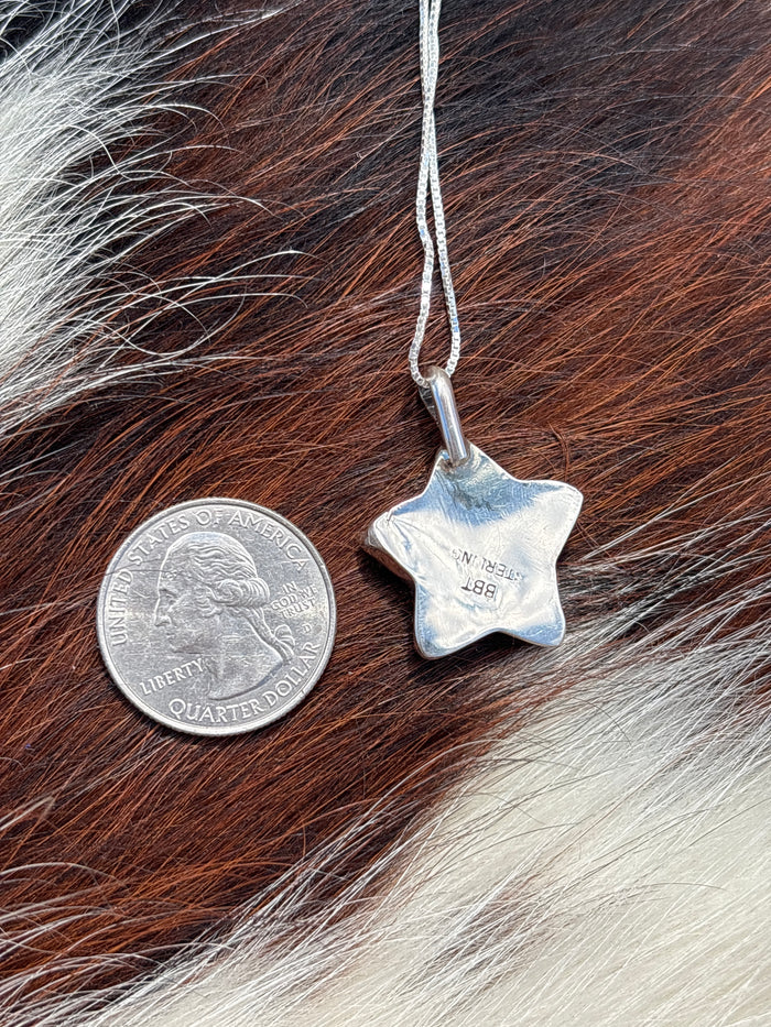 Native American, Hand-Made, Turquoise & Sterling Silver Star Necklace
