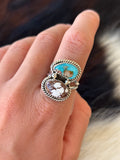 Native American, Hand-Made, Turquoise, Wild Horse & Sterling Silver Ring